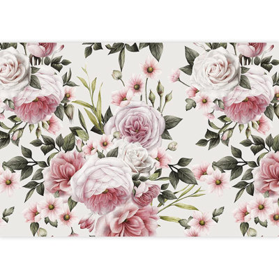 Adhésif mural collage fleur rose