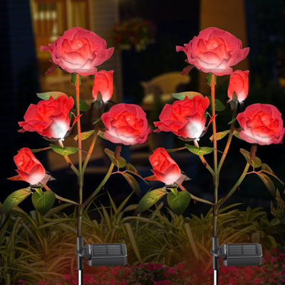 Rose Lights Solar Powered For Women Garden Light Outdoor Decor Waterproof