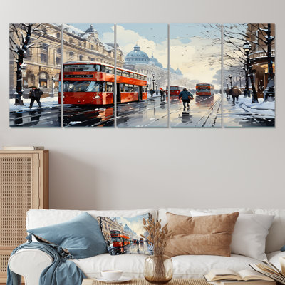 «London Urban Red Bus In - Bus», art mural 5 pièces