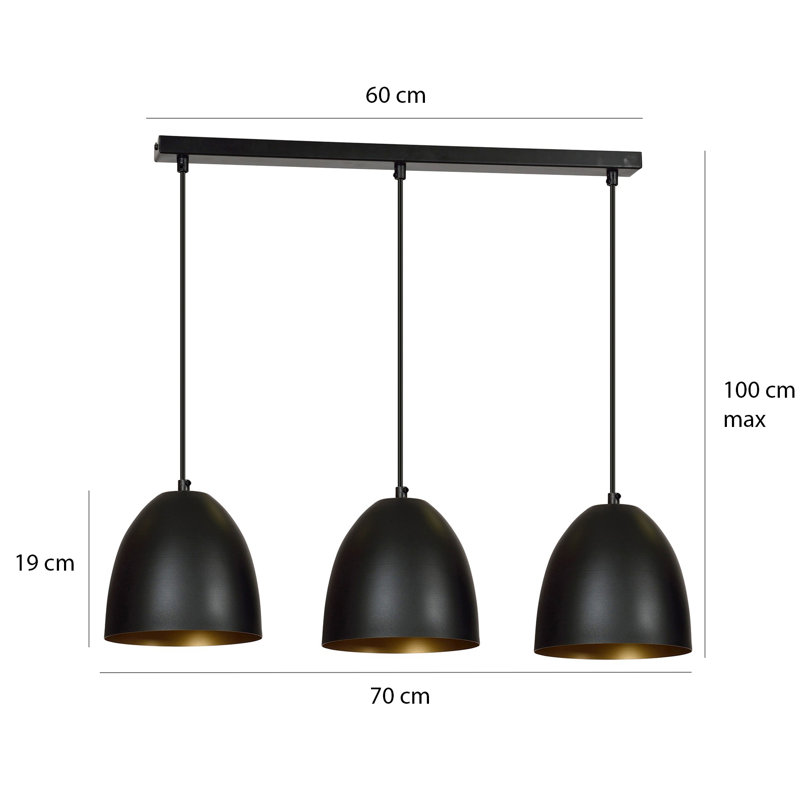 Murphy 3 - Light Pendant, Black/Gold