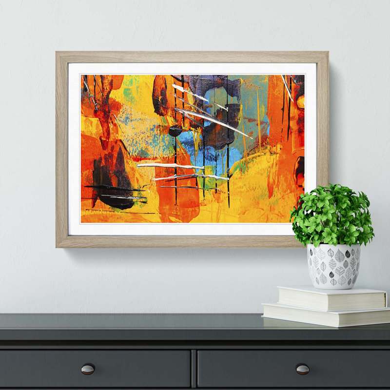 Abstract Art Painting Vol.474 by S.Johnson - Picture Frame Painting Print, Oak Framed, 27cm H x 36cm W x 2cm D