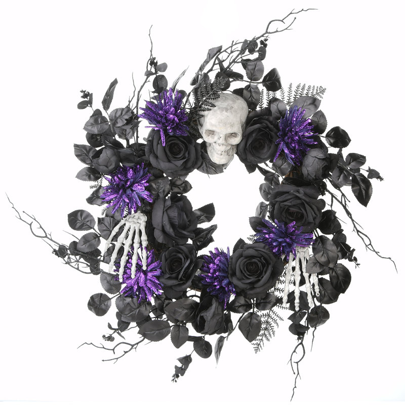 Couronne florale crâne 24 po, Violet