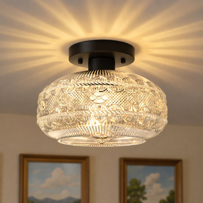Plafonnier semi-encastré en cristal 1 lumière 9,5 po