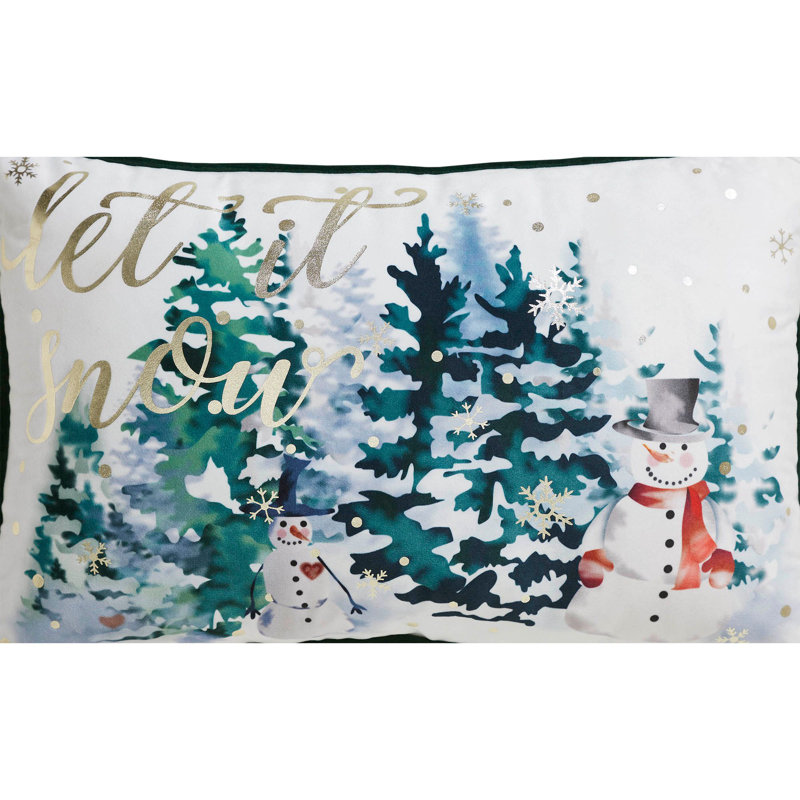 Let It Snow White and Gold Christmas Pillow