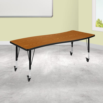 Goddard 28"W x 47.5"L Rectangular Wave Collaborative Grey Adjustable Height Activity Table