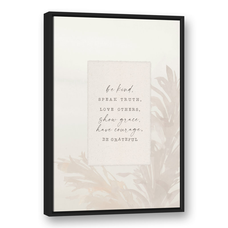 «Be Kind», reproduction encadrée sur toile, H 37,75 po x l 25,75 po x P 1,75 po