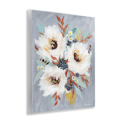 White Flowers Trio Wall Plaque Art by Amanda Hilburn