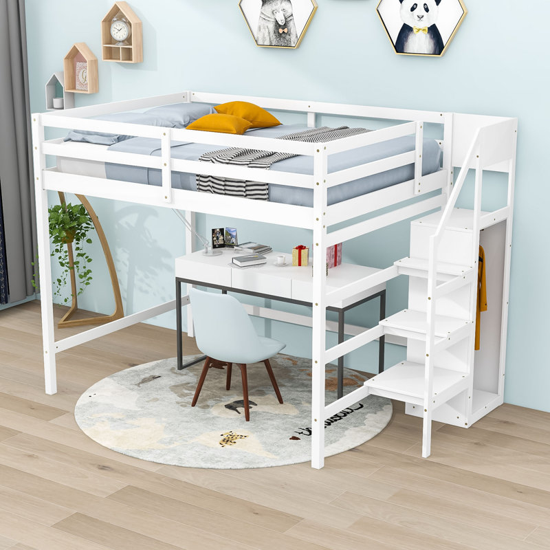 Etasha Kids Full Loft Bed, White