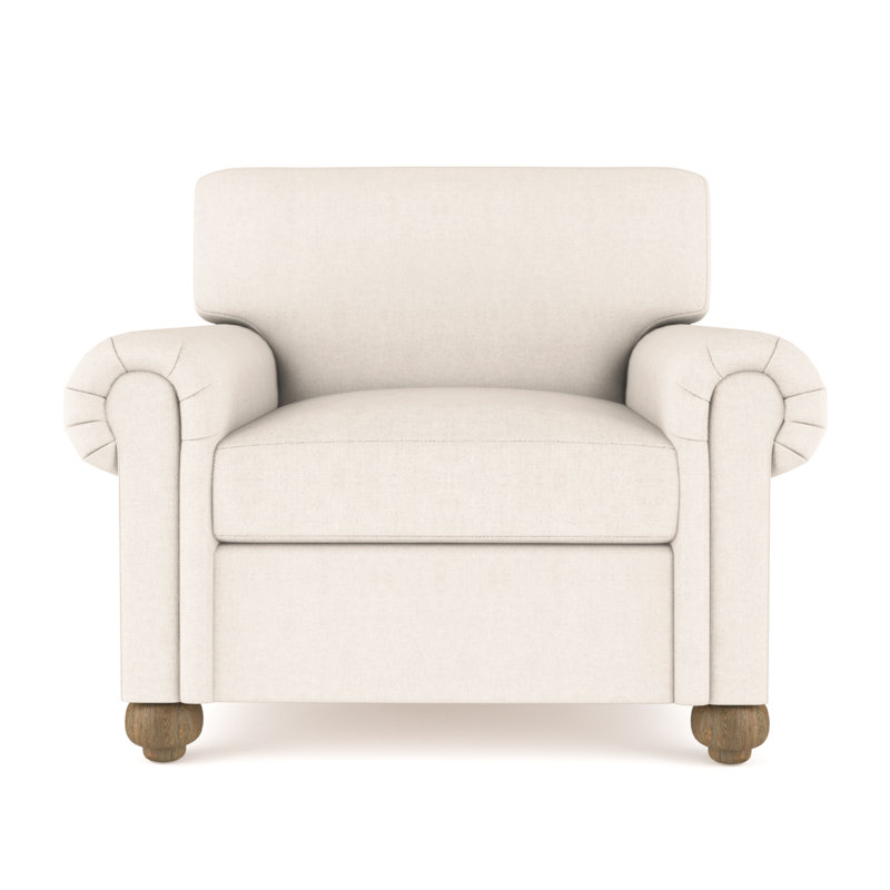 Leroy Armchair, 36" H x 41" W x 43" D, Plush Velvet Alabaster, Weathered