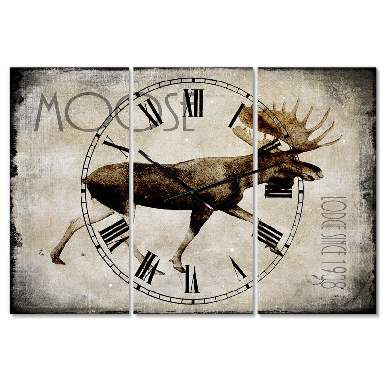 Moose Lodge 2 - Oversized Cottage 3 Panels Wall Clock