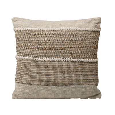 Dovetail Furniture Blanche Wool Throw Square Pillow Cover & Insert In Natural