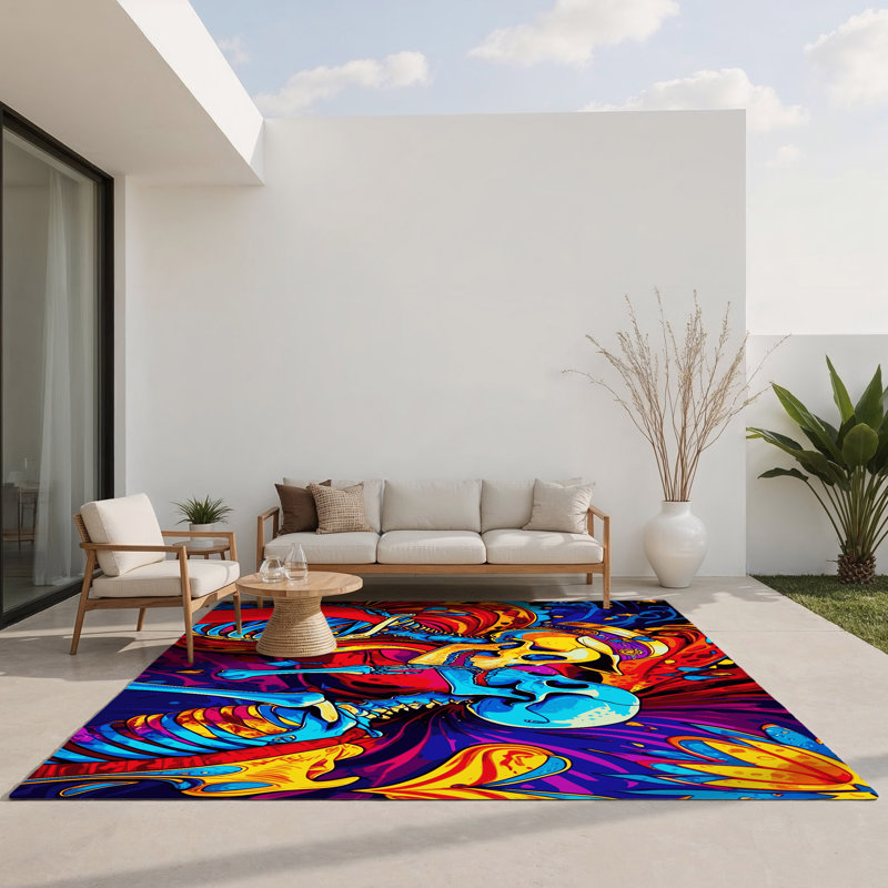 Chromatic Wave Indoor And Outdoor Area Rug, Rectangle 8' x 10'