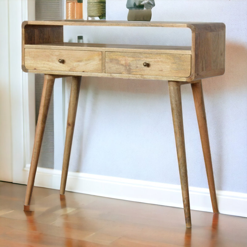 Gwinner 90cm Solid Wood Console Table, Oak Wood