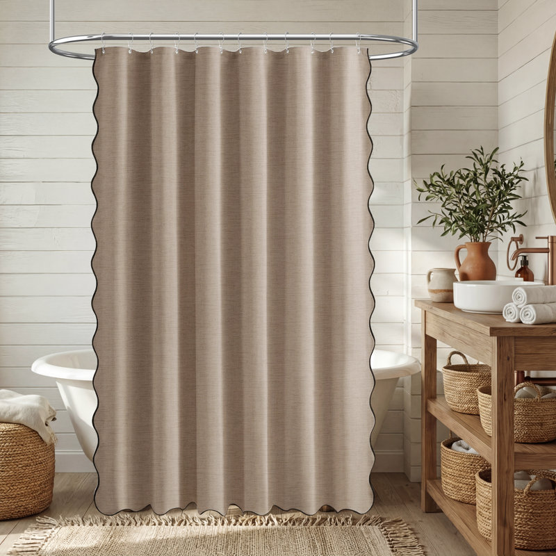 Rideaux de douche Boho Linen, H 72 po x l 72 po, Tanné