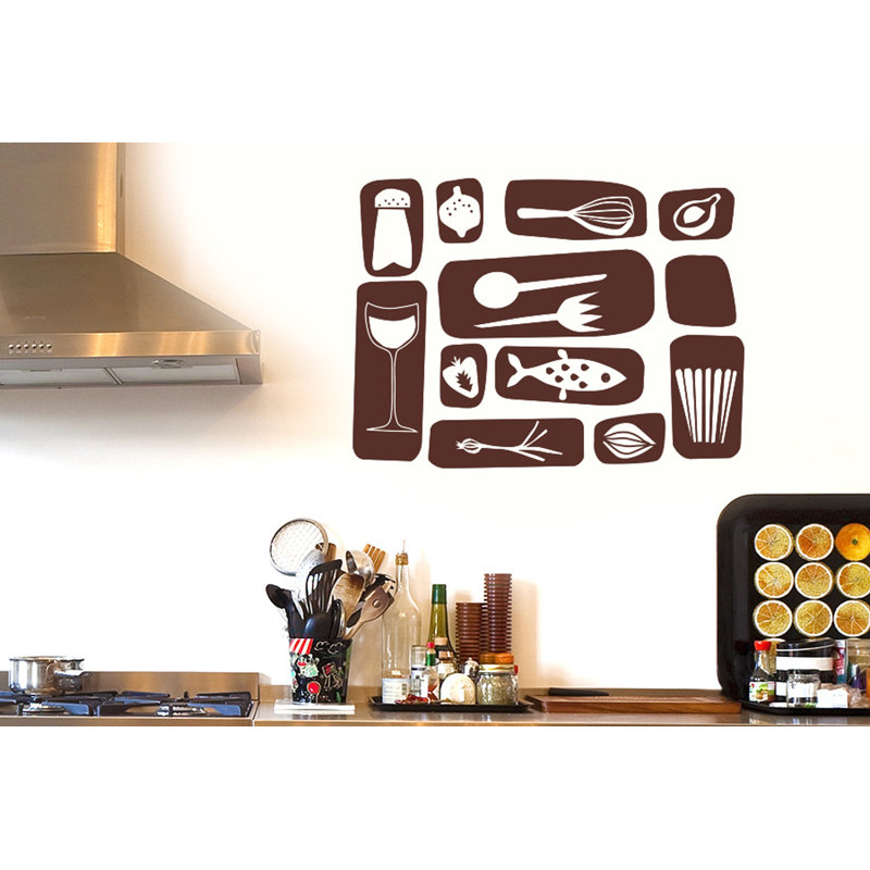 Kitchen Symbols Wall Sticker, Medium, Brown
