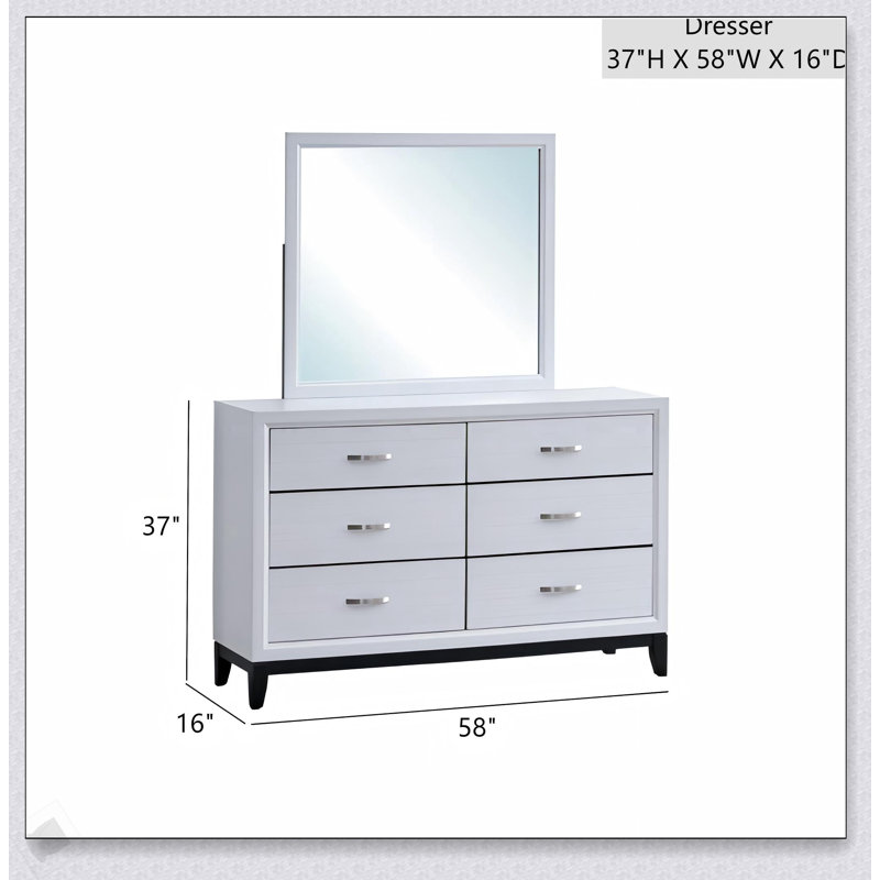 La commode blanche Glasgow G04390-D avec tiroirs spacieux et finition élégante en grain de bois est parfaite pour les chambres à coucher modernes.