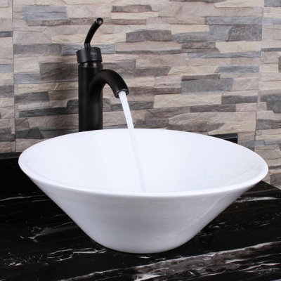 Round Ceramic White Above Counter Bathroom Sink, Easy - To Clean Design, Fits All Bathrooms, 16.46 In Depth And Width Art Basin, Stain Surface, Hassle Installation, 5.65 Sink Height