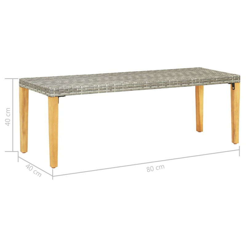 Chaliah Rattan Bench, Grey, Natural