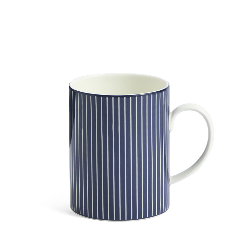 Wedgwood Gio Blue Mug 11.5floz Pinstripe, Dark Blue/White