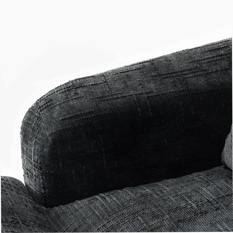 Canapé-lit en chenille, canapé Cama de 59,5 pouces, canapé-lit, canapé causeuse, canapé décontracté avec surface texturée et deux coussins, convient au salon, noir