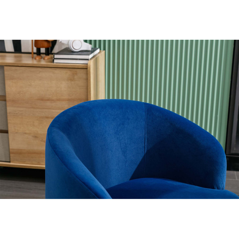 Genece Upholstered Swivel Accent Chair, Blue Velvet