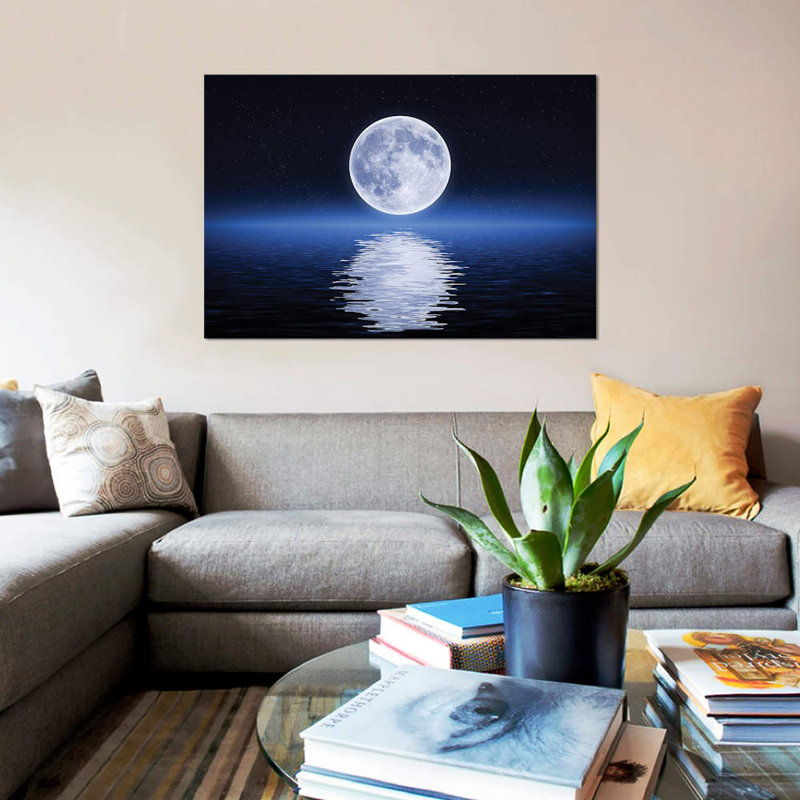 « moon reflection », impression sur toile, H 8 po x l 12 po x P 0,75 po, Pas de tapis, Toile tendue