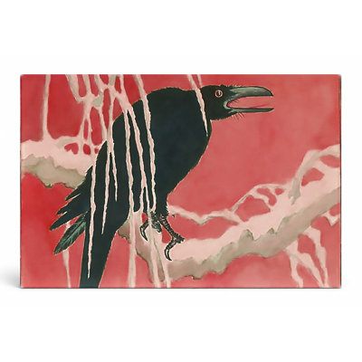 Corbeau sur une branche - paysage, art mural sur toile