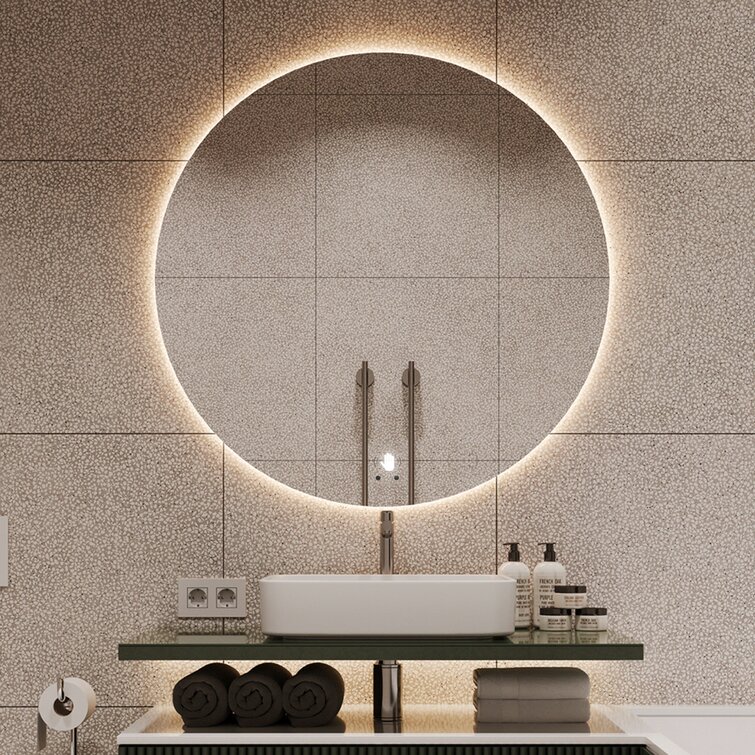 18" H x 18" W Modern & Contemporary Lighted Fog Free Bathroom / Vanity Mirror