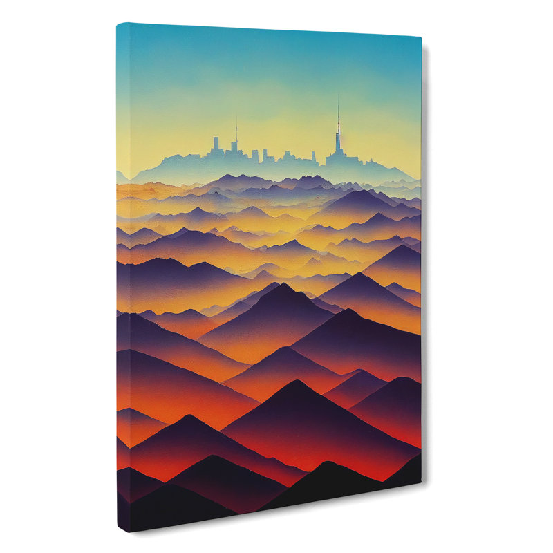 Watercoloured Mountain Landscape No.6 - Wrapped Canvas Print, 60cm H x 40cm W x 3cm D