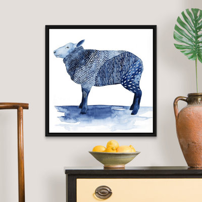 " Cobalt Farm Animals III " by Grace Popp Painting Print