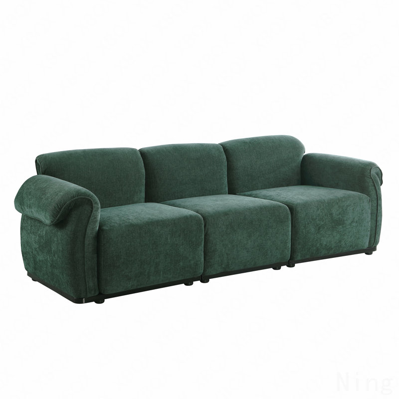93" Length , Fashionable Modular Sofa, Iron Frame,   Chenille Sofa, Green Chenille