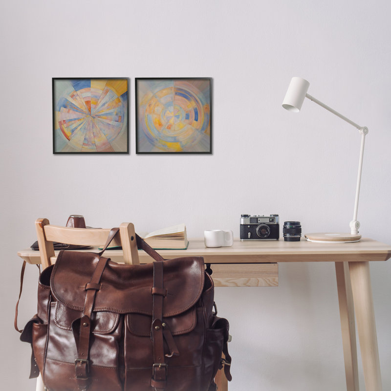 Ensemble de 2 giclées Centric Circle Geometrics par Noah Bay, H 12 po x l 12 po, Giclée encadrée noir minuit