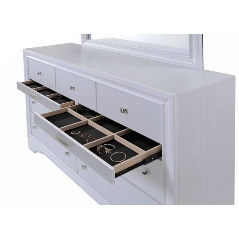 Commode double rectangulaire 9 tiroirs Carman, Blanc