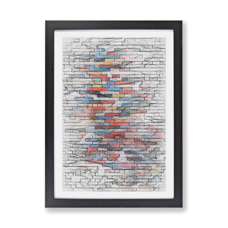 Toy Bricks - Framed Print, 62cm H x 87cm W x 2cm D, Black