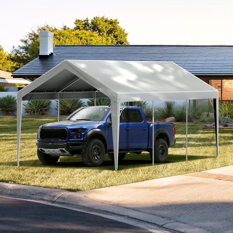 Gray 10' x 20' Waterproof Carport Canopy Cover with Aluminum Frame