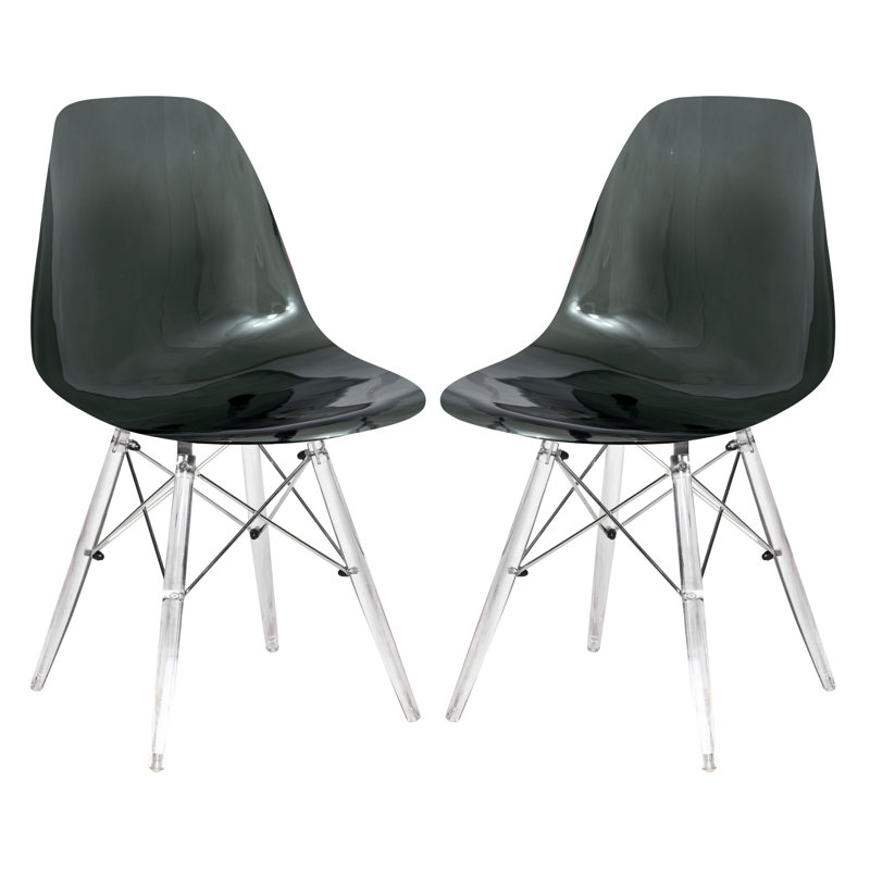 Culley Modern Acrylic Side Chair – Armless Transparent Accent Chair Lightweight Molded Plastic Seating for Dining Room, Kitchen, Vanity, Office, or Banquet