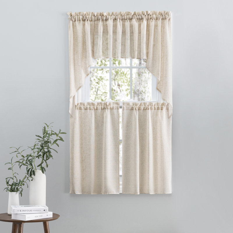Paire de rideaux de qualité supérieure avec passe-tringle Matanah, Naturel, l 52 po x L 24 po