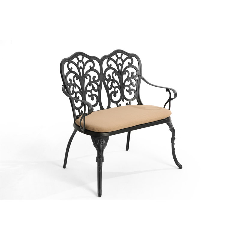 Banc en fonte d'aluminium avec coussin (sans la table), Noir