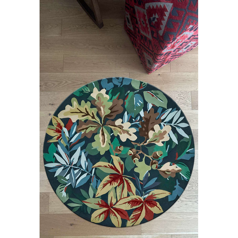 Tapis floral rond en coton antidérapant, Rond 2 pi 8 po