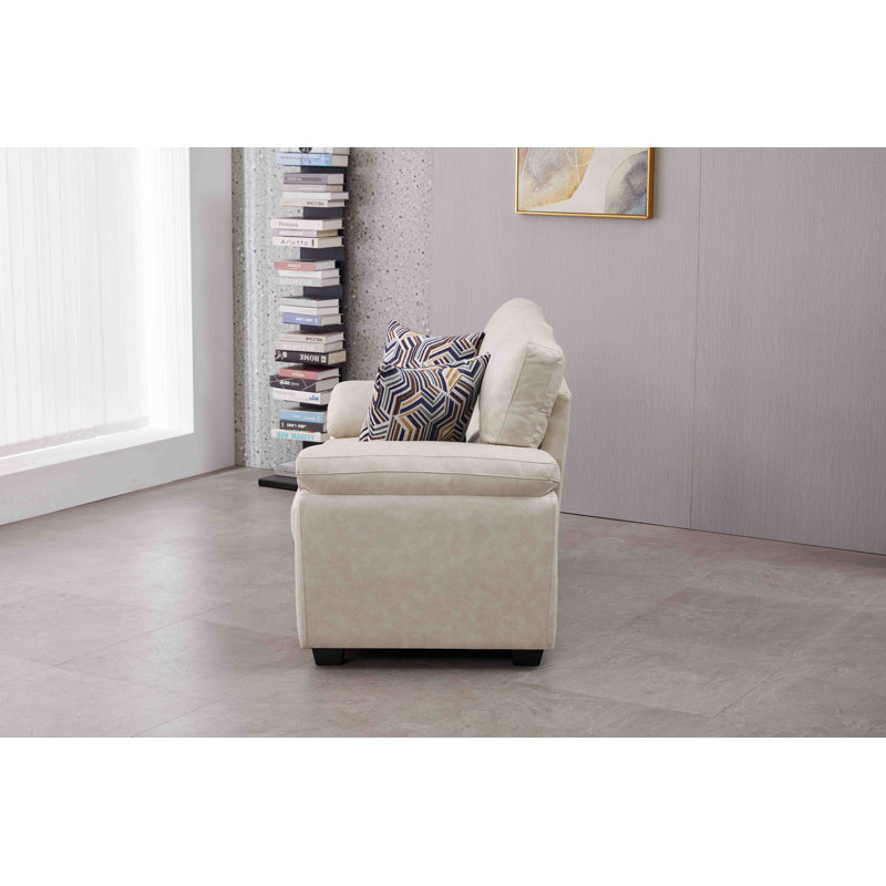 58.7'' Wide Faux Leather  Loveseat, Beige