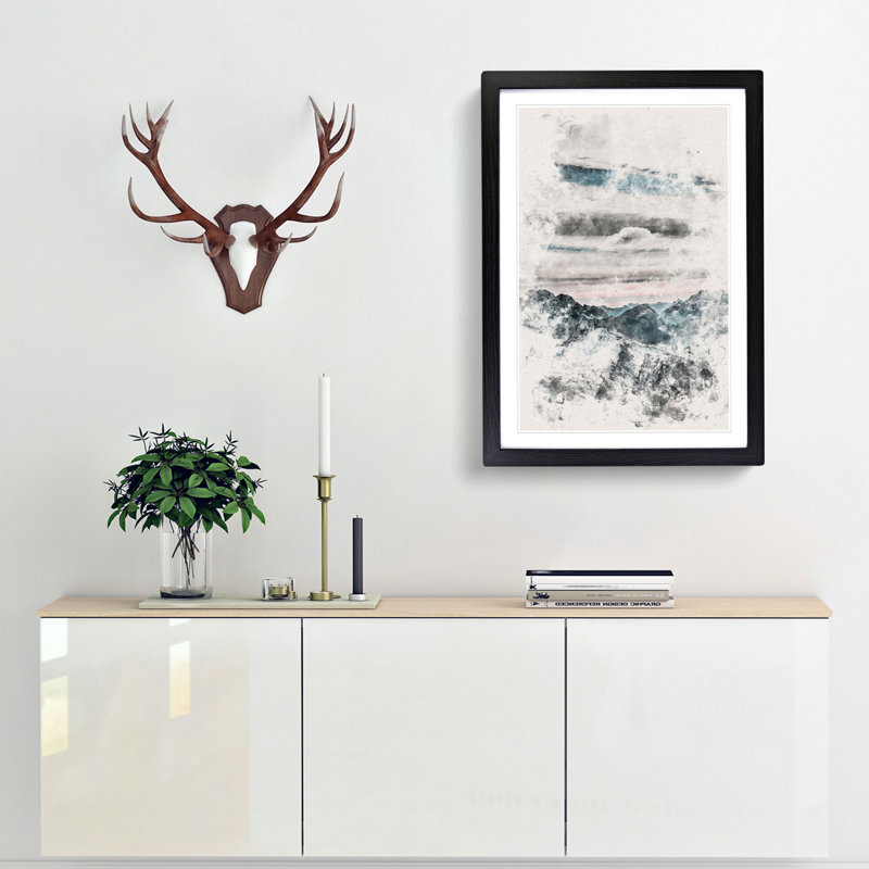 Mountain Clouds - Picture Frame Painting Print, 63cm H x 45cm W x 2cm D, Black Framed