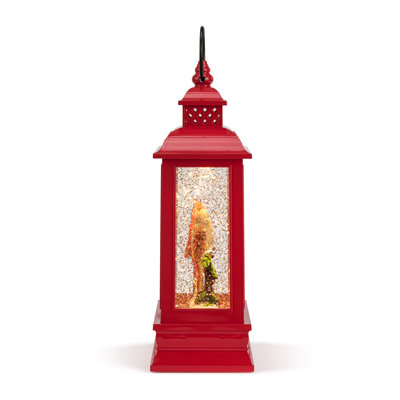 Lit Musical Christmas Cardinals Lantern - 6.5X10in
