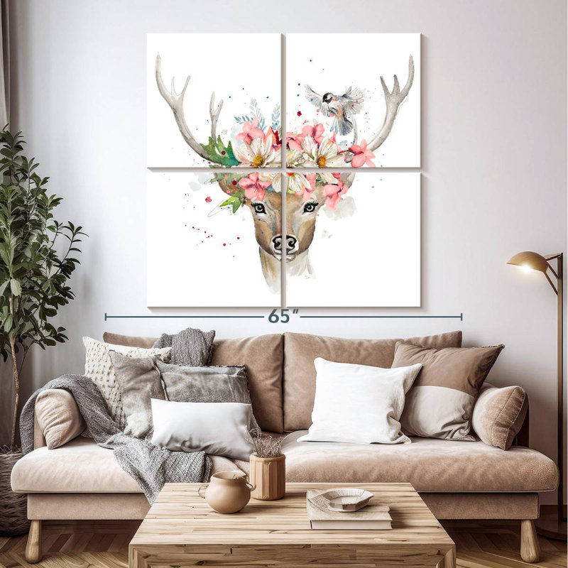 Brampt Floral Woodland Deer, 50" H x 50" W