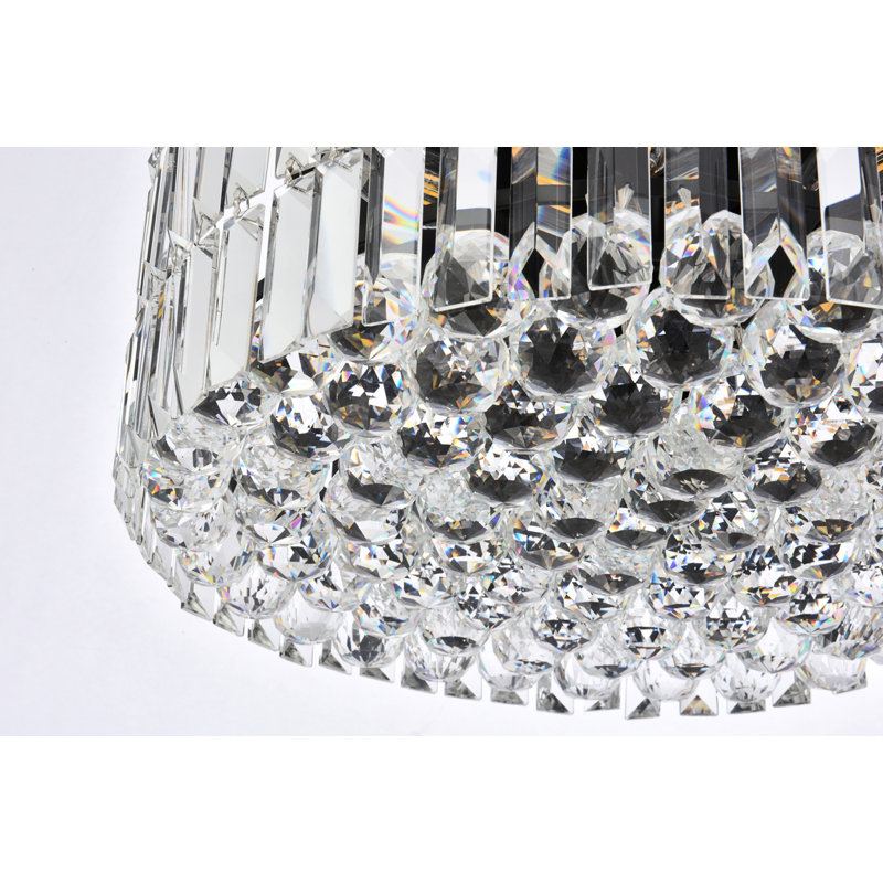 Baldrik - Lustre géométrique clair avec accents de cristal, H 7,5 po x l 20 po x P 20 po, Noir, 12