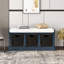 Banc de rangement rustique avec 3 paniers en rotin classiques amovibles, banc d'entrée avec coussin amovible-1840446184