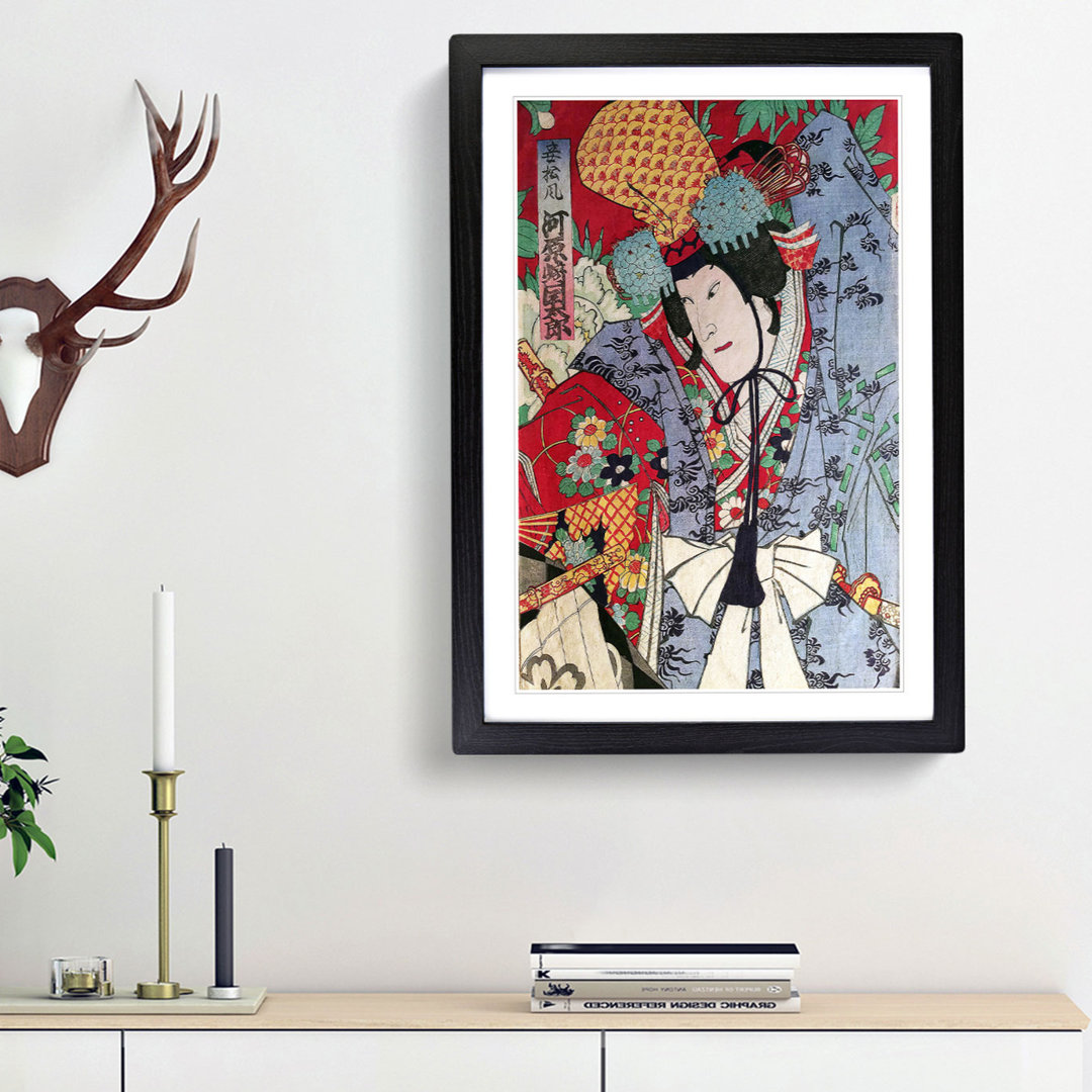 Floral Robes by Toyohara Kunichika - Framed Print