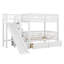 Lit superposé simple au-dessus de simple avec escalier de rangement, escalier en bois massif avec glissière et 2 tiroirs-986782147