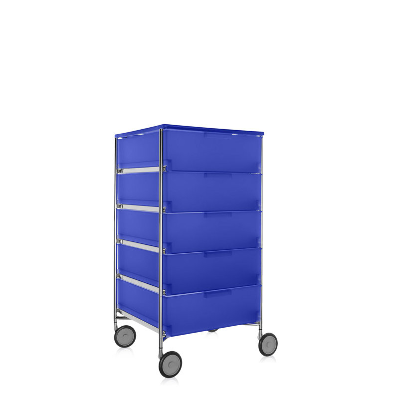 Mobil Drawer Storage, Translucent Cobalt, With Wheels, 6 Hi