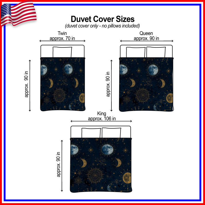 Celestial Moon Sun Constellations Duvet Covers, Queen