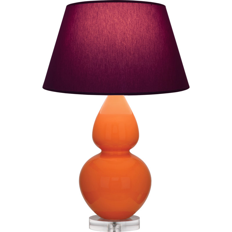 Double Gourd Table Lamp, Daisy Glazed/Silver, Navy/Gray